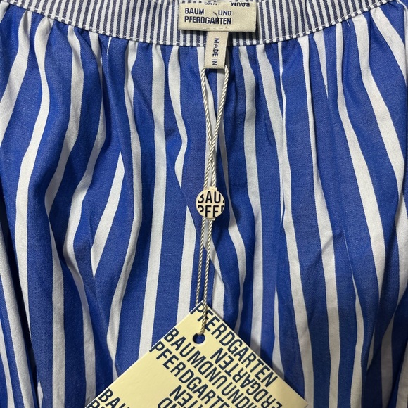 PFERGARTEN BLUE WHITE FOLK STRIPE PEASANT STYLE DRESS - Picture 6 of 13